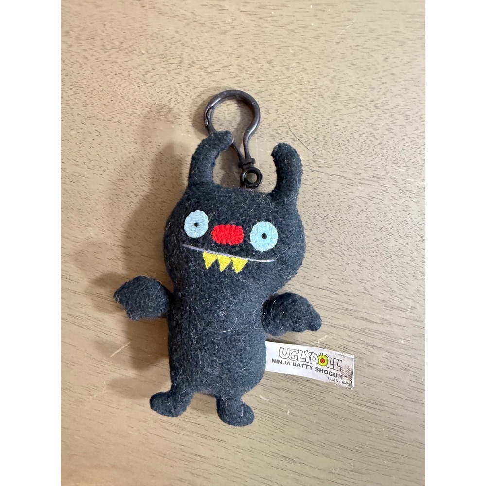 Uglydoll Ninja Batty Shogun Plush Keychain Clip Black Fleece 4.5 Inch Toy